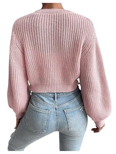 WDIRARA Women's Strawberry Embroidery Crop Cardigan Drop Shoulder Button Up Sweater Tops V Neck Outerwear thumbnail 2