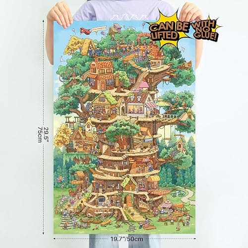 MOMIBOOK 1000 Piece Puzzle for Adults Jigsaw Puzzles of The Wonderful Tree House Expedition, Luminous Painting Image Challenging Hard Impossible Puzzle Unique Funny Party Christmas Birthday Gifts thumbnail 3
