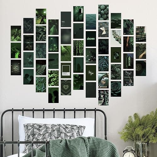 Y2K BOO Dark Green Wall Collage Kit - 50 Aesthetic Posters for Room Decor, Perfect for Dorms and Bedrooms, Stylish Dark Green Wall Art for Teen Girls and Cozy Spaces thumbnail 5