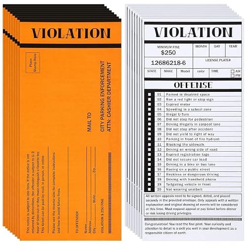 Gersoniel 50 Pieces Fake Parking Tickets Double Side Joke Violation Pranks for Adults Funny Prank Kit Stuff Prank Kit Funny Joke Gag Car Citations for Adult Police Multiple Sections Printing - Image 1