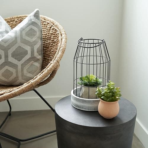 Rustic Farmhouse Lantern Decor Set of 2 - Stylish Decorative Lanterns for Your Living Room, Fireplace Mantle or Kitchen Dining Table - Modern Upscale Beauty for Your Entire Home - Black/White thumbnail 7