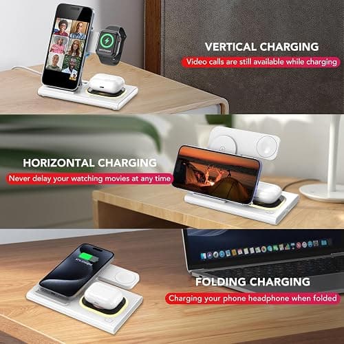 3 in 1 Foldable Charging Station for Apple Products,Wireless Charger for iPhone 17 16 15 14 13 12 Pro Max,Travel Dock Adapter&Light for iWatch Series 11 10 9 Ultra 3/2 SE 3/2,for AirPods 4 3 2 Pro 3/2 thumbnail 7