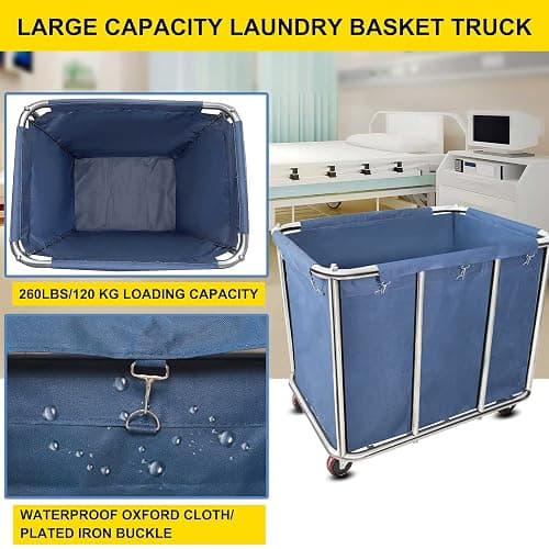 11.35 Bushel Industrial Rolling Laundry Cart,Laundry Basket Bulk Truck Commercial Household,Large Heavy Duty Laundry hampers with Wheels,35.4''Lx25.6''WX31.5''H,400L thumbnail 4