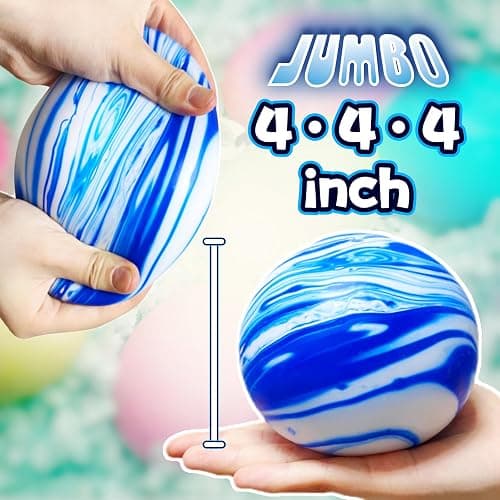 Giant Stress Balls for Kids and Adults - Jumbo Dough Balls Squishy Fidget Toy - Pull, Stretch and Squeeze Stress Ball Squishy Toys, Soft Dough Ball for Relax, Focus, Anxiety Relief (Blue) thumbnail 4