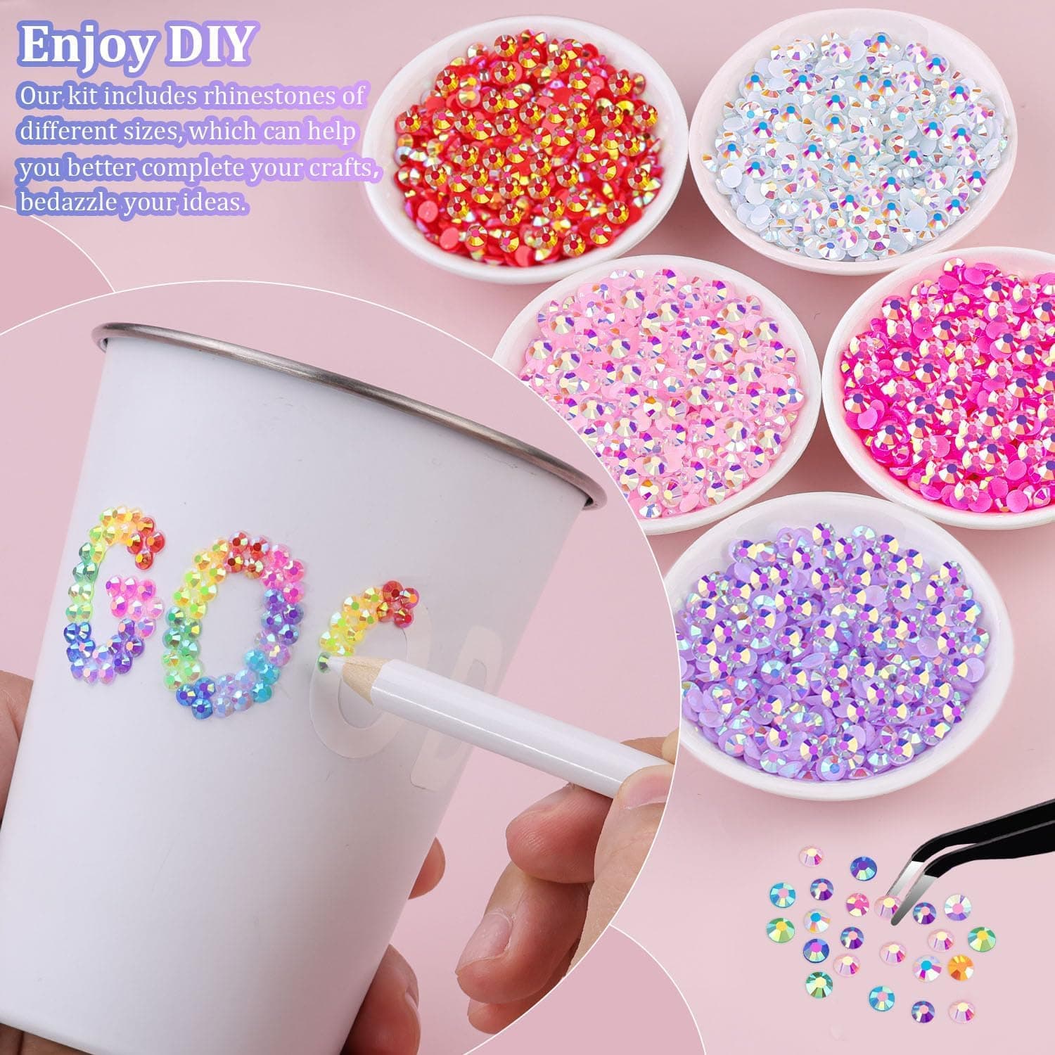 40 Colours Bedazzling Kit with Glue Bedazzler Kit Resin Jelly Rhinestones for Bedazzling, 3mm 32000 Pcs Flatback Gems for Clothing Shoes Nail Book Diamond Art Crafting thumbnail 2