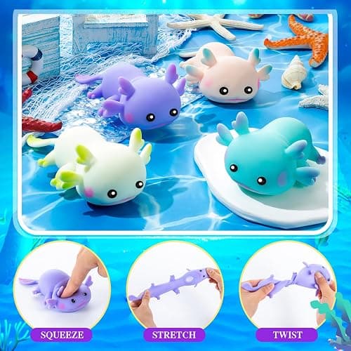 4PCS Axolotl Sensory Fidget Toy Stress Relief Squeeze Axolotl, Cute Axolotl Animal Toys Bulk for Kids Adults Gift Birthday Festival Party Favors (4 Colors) thumbnail 4
