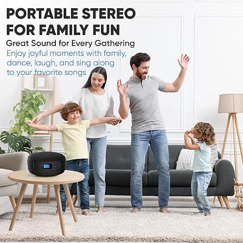 Philips CD Player Portable with Bluetooth, Crystal Clear Sound Top Loading CD Boombox with FM Radio, USB Port & Aux Input, Compact & Lightweight Design, CD-R/CD-RW/MP3 Compatible (Black) thumbnail 7