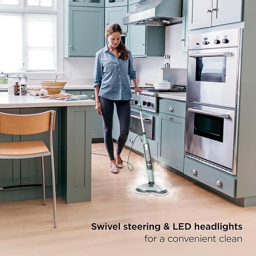 Shark Steam & Scrub Steam Mop, All-in-One Scrubbing and Sanitizing Hard Floor Cleaner, LED Headlights, 4 Dirt Grip Soft Scrub Pads Included, XL Water Tank, Swivel Steering, Hawaiian Grey, S8001 thumbnail 6