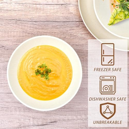36pcs Reusable Wheat Straw Dinnerware Sets,Unbreakable Dinnerware Cups Plates and Bowls Sets,Durable Kitchenware Dishes Set for Home, Office, Travel,Picnic thumbnail 6