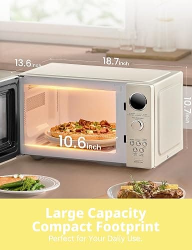 COMFEE' Retro Microwave Oven, Small Microwave with 6 Auto Menus, 0.9 cu.ft Countertop Compact Microwave with Multi-stage Cooking, Mute Function, LED digital, Apricot/900W, CMO-MMP02AA(AT) thumbnail 4