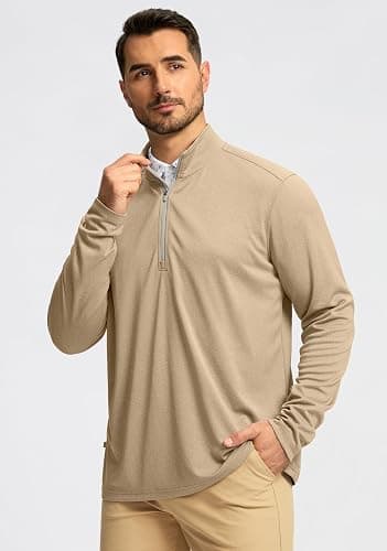 Obla Golf Quarter Zip Pullover for Men Mock Neck Sweatshirt Lightweight Sun Protection Men's Long Sleeve Golf Shirt thumbnail 2