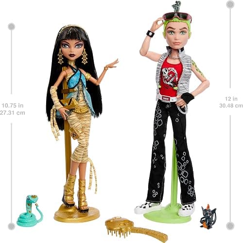 Monster High Booriginal Creeproduction Dolls 2-Pack, Cleo De Nile & Deuce Gorgon Collectible Reproductions with Doll Stands, Diaries & Pets thumbnail 3