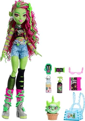 Monster High Venus McFlytrap Doll with Plant Monster Pet Cat Chewlian and Accessories Like Backpack, Notebook, Snacks and More thumbnail 5