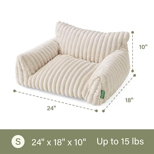 FWERDG Cute Couch Bed for Pets, Supportive Cat Sofa for Indoor Cats, Small Dog Sofa Bed for Small Dogs, Cream, 24 inches thumbnail 5