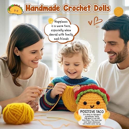 Positive Crochet Taco Christmas Birthday Gifts for Women Men Stocking Stuffers Basket Holiday Decor Self Care Card Teacher Adult Kids Son Mom Dad Daughter Sister Friend Coworkers Inspirational Gift thumbnail 9