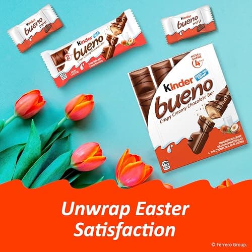 Kinder Bueno Milk Chocolate Bars with Hazelnut Filling, 30 Packs of 2, Bulk Chocolate Candy Bars for Game Day, Football Party Supplies, Snacks for Adults, 1.4 oz Per Pack thumbnail 2