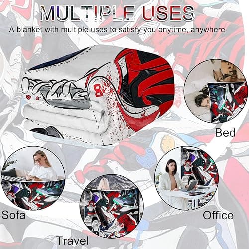 EISKBC Basketball Sneaker Blanket for Boys, Soft Cozy Warm Flannel Fleece, Decorative for Sofa, Couch, Chair, Bed, Living Room, 60x50inch thumbnail 4