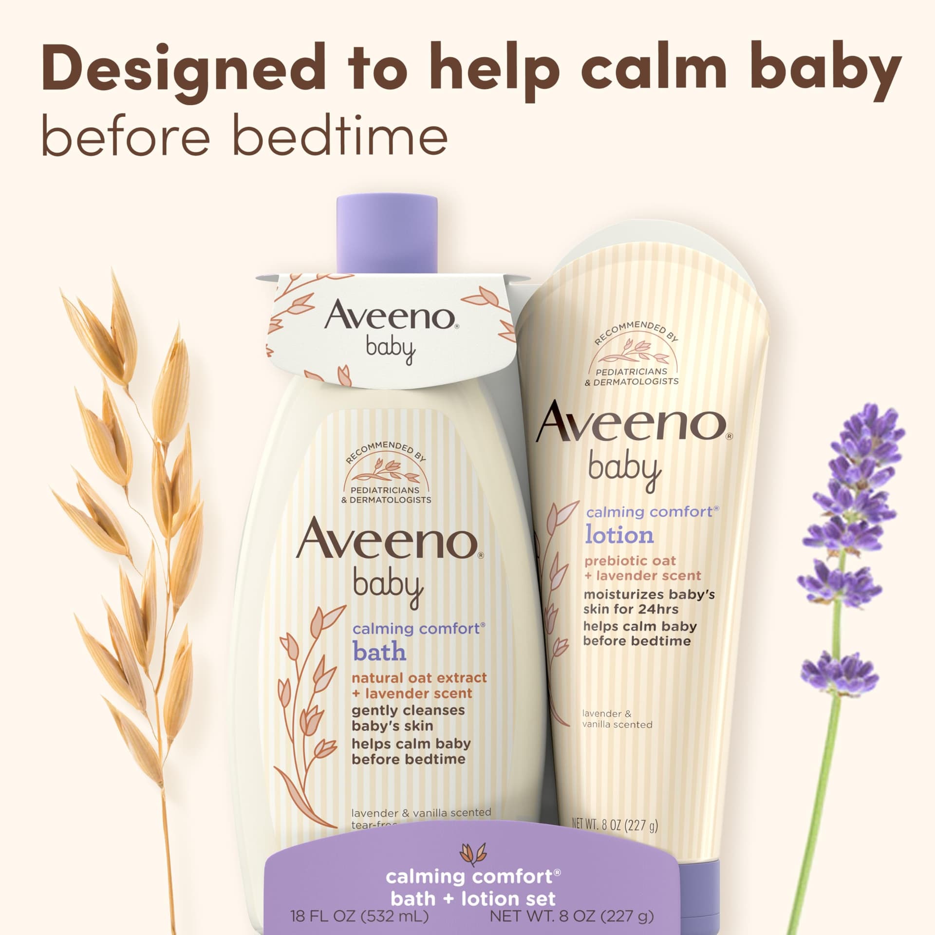 Aveeno Baby Calming Comfort Bath + Lotion Set, Baby Skin Care Products, 2 Items thumbnail 4