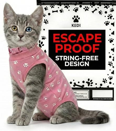 Kitten Recovery Suit Female, Kitten Onesie After Spay, Cat Surgery Suit Female After Surgery, Cone alternatives for Cats (Pink, Small) - Image 1