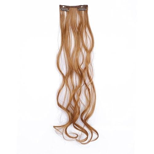 SWACC Women 20 Inches Curly Full Head 7 Separate Pieces Heat Resistance Synthetic Hair Clip in Hair Extensions (Dark Strawberry Blonde-27#) thumbnail 5