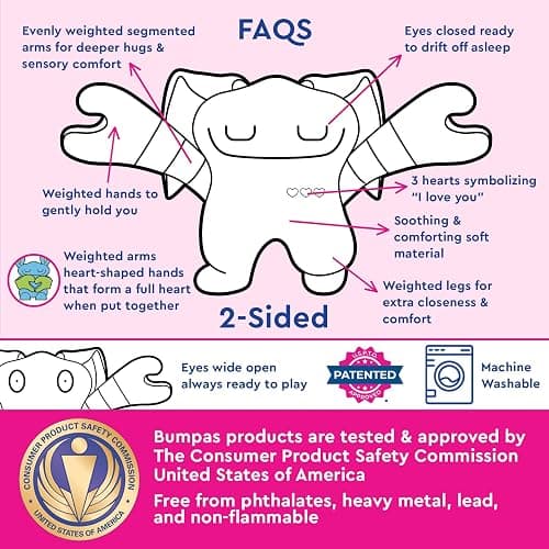 Bumpas Weighted Plush Toy – Machine Washable Calming Stuffed Animal for Kids – Arms and Body are Weighted to Give a Realistic Hug – Soft Companion for Playtime, Naptime & Travel (Shuggy) thumbnail 6