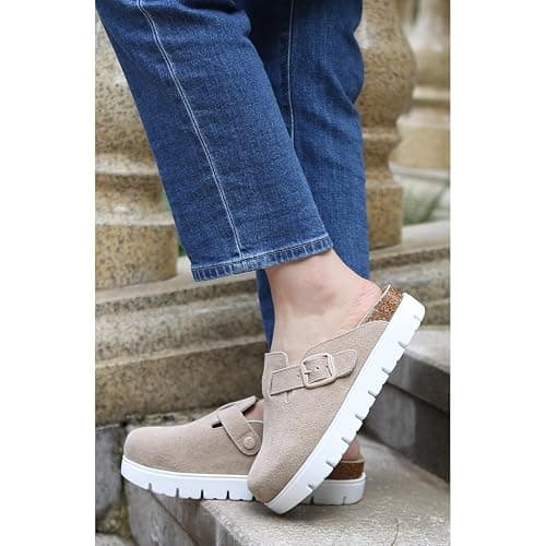 VLUUKUPFASIN Genuine Suede Clogs for Women Platform Shoes，Leather Comfort Potato Shoes Chunky with Arch Support, Casual Trendy Shoes Mules for Women thumbnail 4
