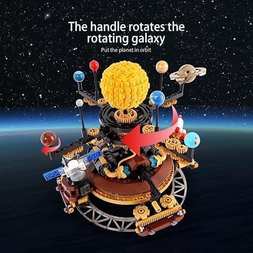 Spinning Solar System Building Blocks Planet Set, STEM Education Science Curriculum Learning Outer Space Toys with Rocket and Satellite Models, Orbiting 9 Planets, Birthday Gift for Ages 8 and Up thumbnail 6