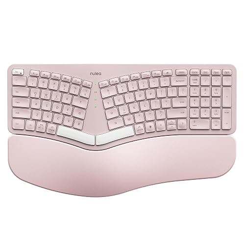 Nulea RT05 Wireless Ergonomic Keyboard, Split Keyboard with Wrist Rest, USB-C Charging, 7-Color Backlight, Natural Typing, Bluetooth and USB Connectivity, Compatible with Windows,Mac(Pink) - Image 1