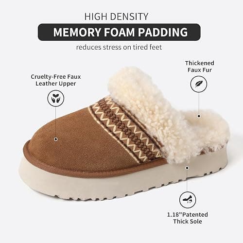 HHUQ Slippers for Women, Winter House Slippers Indoor Outdoor, Fuzzy Platform Slippers Womens thumbnail 3