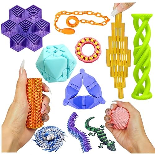 AQXYTK 12 Pcs 3D Printed Fidget Toys, Little Pain Ouchies Fidget, Spinners Fidget Cube for Teens& Adult, Sensory Anxiety Relief, ADHD, Autism, Party Favors, Easter Gift - Image 1
