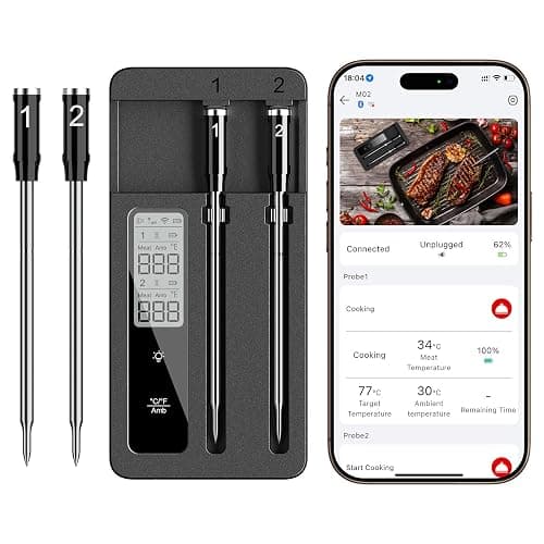 Smart Wireless Meat Thermometer with Dual Probes, Bluetooth & WiFi Combo, High Precision & Fast Response for BBQ, Grill, Smoker, Oven, Air Fryer - Image 1