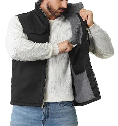 TUAOVA Men's Loose Fit Washed Duck Fleece-Lined Waterproof Workwear Mock-Neck Vest thumbnail 4