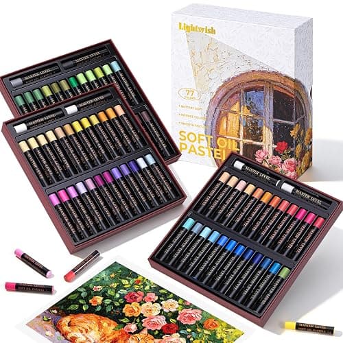 LIGHTWISH Professional Oil Pastels, 77 Floral Theme Colours Soft Oil Pastel | (78 Count Including 2 White Sticks), Smooth High Lightfast Pastels for Artists Students Beginners, Premium Art Gift Box thumbnail 9