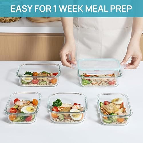 Vtopmart 8 Pack Glass Food Storage Containers with Airtight Lids, Glass Meal Prep Containers, Lunch Containers for Microwave, Oven, Freezer and Dishwasher, BPA Free thumbnail 5