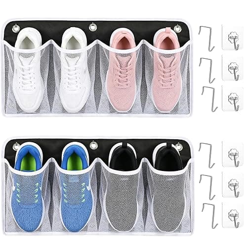RV Shoe Storage for Bedside - 4 Pocket Wall Mounted Entryway Shoes Rack | Bed Hanging Pocket Organizer, Bedside Caddy Storage Organizer for Headboards Bunk Beds Dorm Rooms,RV & Camper Essentials - Image 1