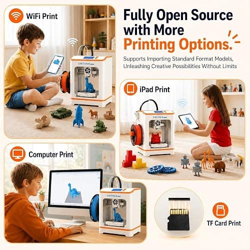 Entina Tina2C 3D Printer for Kids & Beginners, Fully Assembled Starter Mini 3D Printer, Start in 8 Mins, App & WiFi Control, Auto Leveling, 1500+ Model Library, 20+ Creative DIY Modules for STEM, Home thumbnail 7