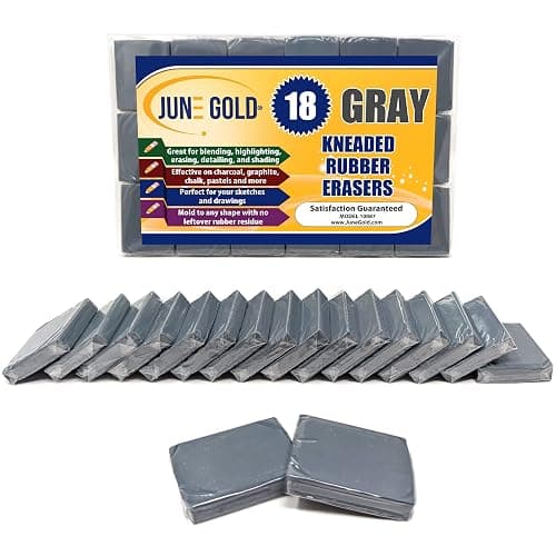 June Gold 18 Gray Kneaded Erasers, Blend, Shade, Smooth, Correct, and Brighten Your Sketches and Drawings - Image 1