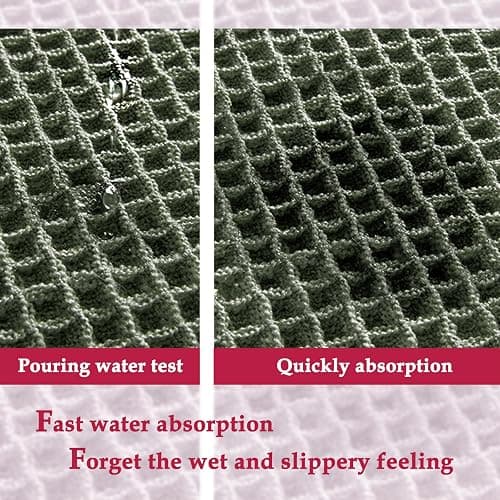 ZALL Waffle Bath Mat,Super Absorbent Non Slip Bathroom Rug,Dark Green 18x30inch,Machine Washable Ultra Soft Floor Mats thumbnail 4