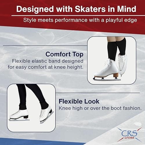 CRS Cross Figure Skating Socks. 2 Pair Knee High Tights. Premium Footed Ice Skate Dance Socks in a Variety of Colors. thumbnail 4