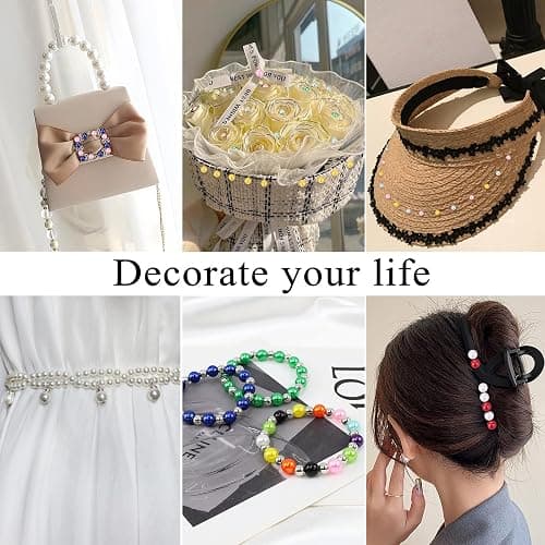 DUQGUHO 8mm White Plastic Round Pearls for Crafting, Jewelry Making, DIY Holes Bulk Beads 500PCS Fake Pearls for Bracelets, Anklets, Earrings, Decorations thumbnail 6