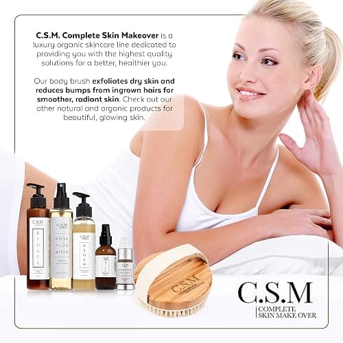CSM Dry Brushing Body Brush for Lymphatic Drainage - Natural Boar Bristle Exfoliating Brush Set with Face Brush for Cellulite, Circulation & Glowing Skin thumbnail 7