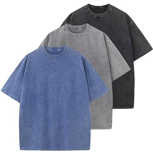 Men's Cotton T-Shirts Oversized Unisex Short Sleeves Casual Loose Wash Solid Basic Tee Tops - Image 1