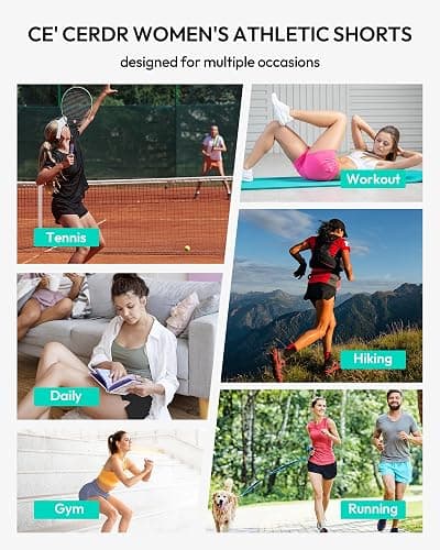 CE' CERDR Women's Athletic Workout Short High Waisted Elastic Running Shorts with Pockets for Gym Casual thumbnail 5