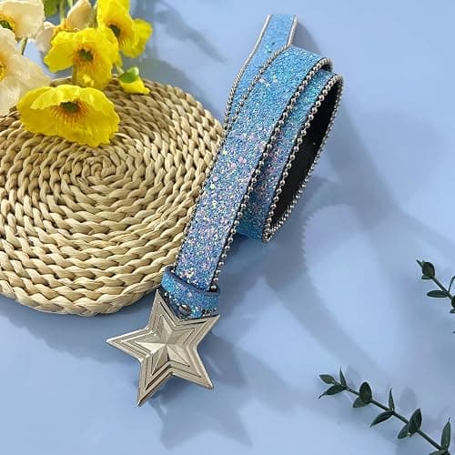 HUSSATOP Women Shiny Sequins PU Leather Waist Belt Girls Bling Y2K Star Belts for Jeans Dress thumbnail 4
