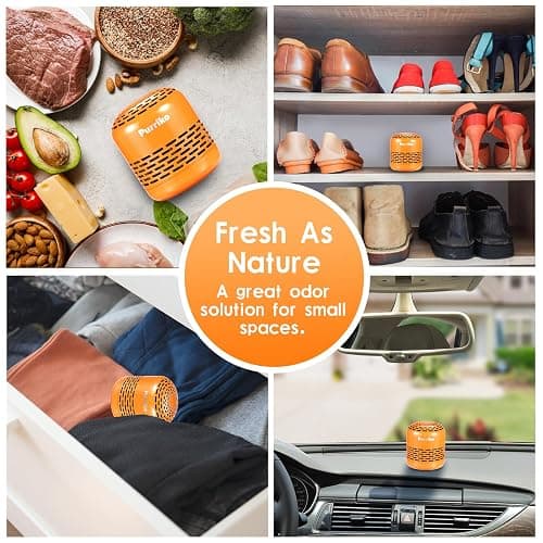 Purriko Refrigerator Deodorizer, Long-Lasting Fridge Odor Eliminator | Replaces Baking Soda and Activated Carbon, Reusable Fridge Deodorizer, Orange thumbnail 7