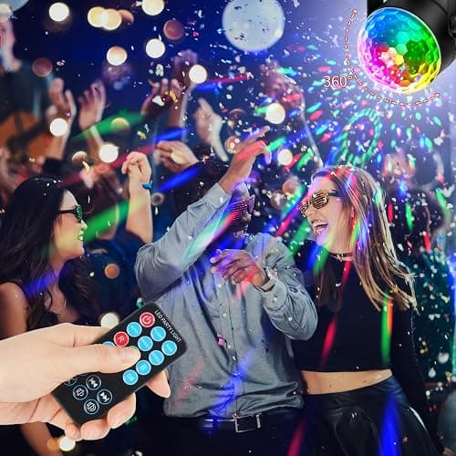 COIDEA Disco Ball Light, Sound Activated Party Strobe Light, DJ Rave Lights with Remote, LED Stage Lights for Karaoke Birthday Christmas Halloween Decorations Indoor thumbnail 6