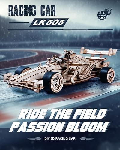 ROKR 3D Wooden Puzzle 1:18 Scale Formula Racing Cars for Adults, 5 Hour Build, Wind up Toys Model Car Kits for Adults to Build, Ideal Gift for Boys and Men thumbnail 2