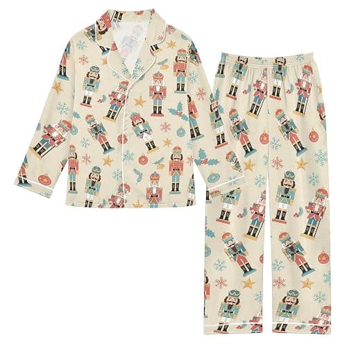 VIGTRO Satin Pajamas Set Long Sleeve Button Down Silky Sleepwear 2 Piece PJ Set Loungewear Size 5-14Y - Image 1