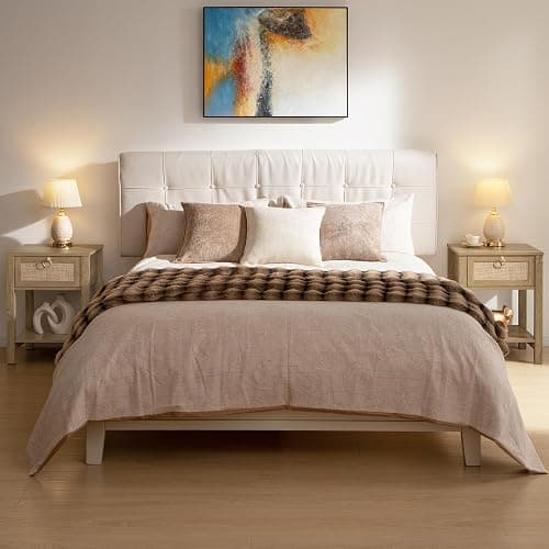 SICOTAS Rattan Nightstand Set of 2, Rattan Decor Drawer with Brass Knobs Night Stand Bedside Table Boho End Tables Side Tables with Storage Shelf for Bedroom,Small Space thumbnail 3