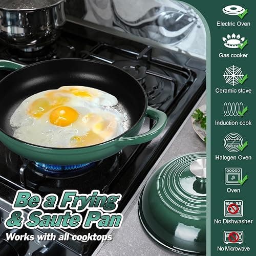 P&P CHEF Bread Dutch Oven for Sourdough, 5.5 Quart Enameled Cast Iron Dutch Oven Pot with Lid for Homemade Bread Baking, Easy to Clean & Even Heat, Dark Green thumbnail 6